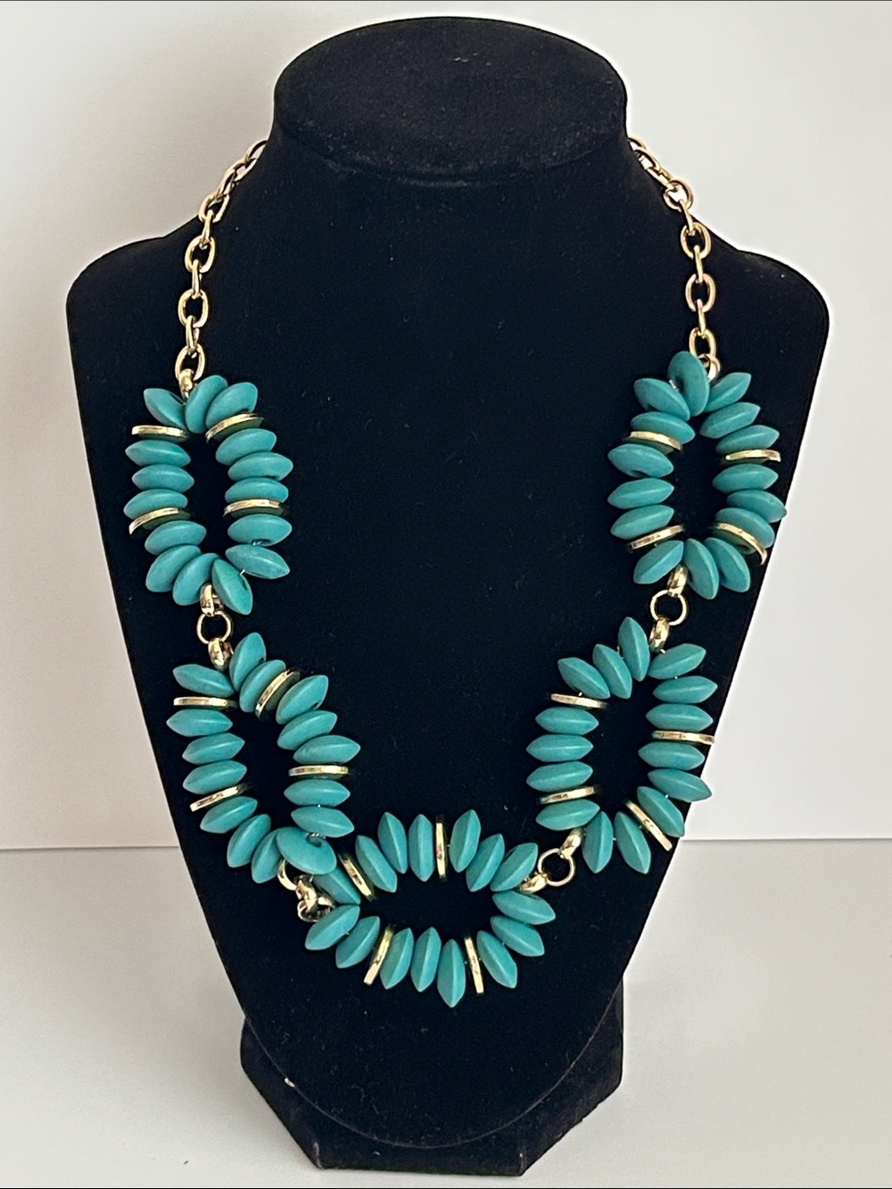 Turquoise Statement Necklace with Gold Accents